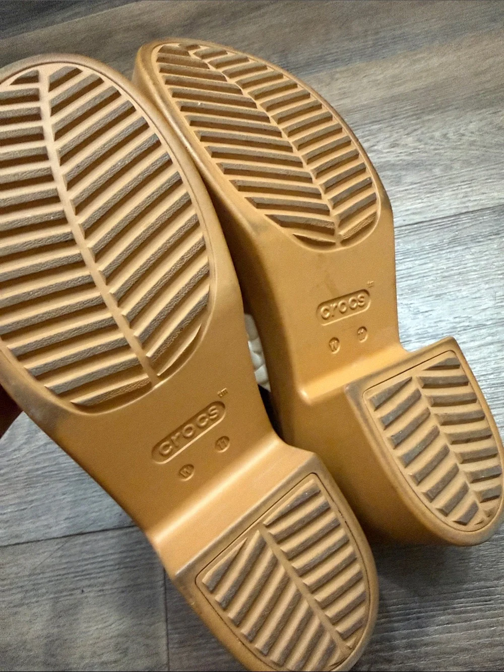 White Woven Slide Sandals with Tan Platform - LiteRide